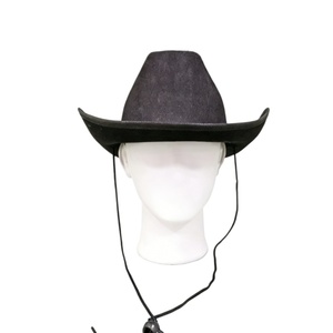 Chapeau de cowboy classique en feutre uni pour hommes et femmes, rose, noir, beige, chapeau de cowgirl western avec sangle sous le menton pour fête costumée - Product Image 5