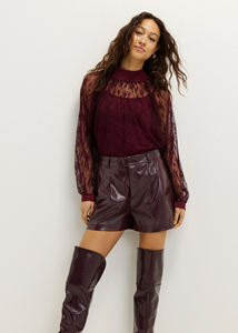 Haut en dentelle pour femme personnalisé avec nœud, chemisier semi-<span class=keywords><strong>transparent</strong></span> à coupe ample et à nouer au dos, vente en gros OEM/ODM par une usine de vêtements chinoise - Product Image 2