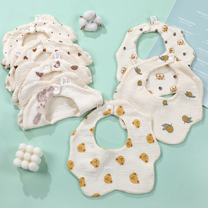 คาร์ลอตตา เบบี้บิบผ้าก๊อซผ้าฝ้ายแท้ 6 ชั้นพิมพ์ลายการ์ตูนขนาดเดียวอุปกรณ์เสริมสำหรับการให้อาหารทารก - Product Image 3