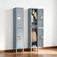 Casier de rangement en acier moderne à 2 portes, casier en métal gris avec serrure pour la maison, la chambre à coucher, le bureau, la salle de sport et l'atelier
