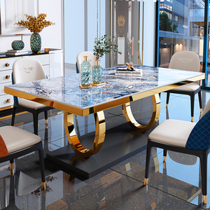 Ensemble <span class=keywords><strong>de</strong></span> Meubles <span class=keywords><strong>de</strong></span> Luxe pour <span class=keywords><strong>Salle</strong></span> à <span class=keywords><strong>Manger</strong></span>, Table à <span class=keywords><strong>Manger</strong></span> en Marbre et Métal avec <span class=keywords><strong>6</strong></span> Chaises, Fabriqué à Foshan, Tables et Chaises pour Restaurant - Product Image 3