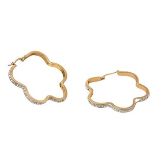 Boutons de manchette européens et américains les plus vendus, ornés de fleurs et de diamants, pour femmes, haut de gamme, polyvalents, en forme d'étoile, plaqués or - Product Image 5