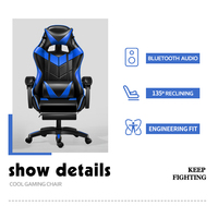 Fauteuil de bureau ergonomique de course et d'e-sport en cuir avec cadre en acier inoxydable, dossier et accoudoirs réglables, pivotant