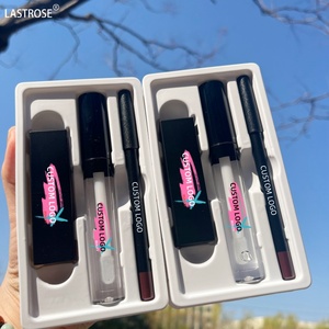 Private Label Long Lasting Vendors 3-in-1 Lip Gloss Matte Lipstick and Lip Liner Set Cosmetic Lips Makeup Velvet Lipstick Set