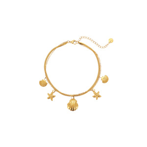 <span class=keywords><strong>Cavigliera</strong></span> da donna in acciaio inossidabile, stile europeo-americano, estiva, con design 'Vento dell'Oceano', con stelle marine, conchiglie e motivi a cuore, raffinata, per ufficio, carriera e turismo - Product Image 5
