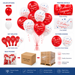 Palloncini in Lattice Stampati con 'Felice Anno Nuovo' in Russo, Rossi e Bianchi, per Decorazioni Festive - Product Image 3
