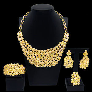 Yulaili set di gioielli in stile oro italiano di <span class=keywords><strong>alta</strong></span> qualità 4 pezzi di donne africane per festa di nozze accessori - Product Image 3