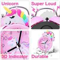 Horloge à Double sonnette licorne pour enfants, réveil avec rétro-éclairage, jolie horloge de bureau, décoration de la maison, cadeaux pour enfants