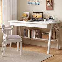 Bureau en bois massif de style nordique japonais avec tiroir, design moderne et épuré, idéal pour la maison, le bureau, le salon, la chambre, l'étude ou comme bureau d'ordinateur pour étudiant.