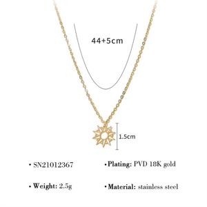 Wholesale Women <b>Necklace</b> Gold Sun Flower Jewelry Custom Stainless Steel Sun Flower Pendant <b>Necklaces</b> - Product Image 5