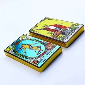 Tarocchi personalizzati con bordo dorato di dimensioni all'ingrosso con carte di oracolo personalizzate con mazzo stampato libro guida