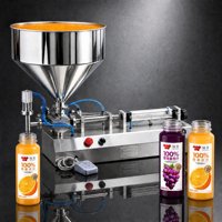 Semi-automatische vulmachine voor pure vloeibare pasta's in blikken, flessen en diverse vloeistoffen zoals sauzen (dranken, fruitwijn, ketchup)