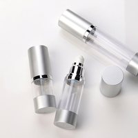 Botella de Crema Airless de 15ml, 30ml, 50ml, Muestra Gratis, Botella de Esencia Plateada Mate, Envío Rápido