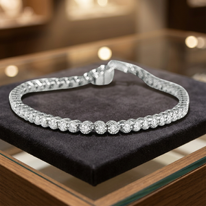 1.70 Carat Natural Round Brilliant Cut Milgrain Bezel <b>Set</b> Women's Tennis Bracelet Diamond <b>Bangles</b> Everyday Wear Collection - Product Image 3