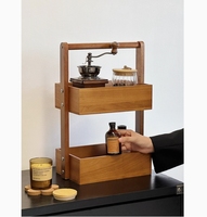 Nouveau Design Table en Bois Massif Debout 2 Couches Coin Caddy Titulaire Parfum Maquillage Organisateur Accessoire Présentoir Supports pour La Maison