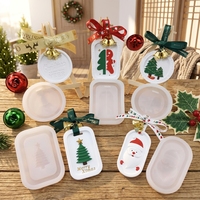 5 Moules en silicone pour étiquettes en plâtre d'aromathérapie de Noël, étiquettes en relief DIY, pierres diffuseuses, pendentifs en cire, décorations, moule époxy Père Noël