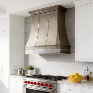 Custom Stainless Steel Range Hood Wall Mounted Decorative Strap Rivet Design Hood Custom Range Hood Stainless Steel Range Hood W - Product Image 3