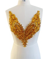 Applique en dentelle de strass acrylique faite à la main, broderie perlée, patch pour accessoires de robe