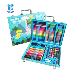 DG ชุดศิลปะปากกาสีน้ำสำหรับวาดภาพชุดกล่องไม้128สำหรับเด็กนักเรียนมืออาชีพ