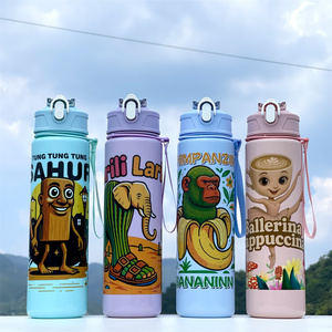 Nouvelle gourde en plastique 750 ml avec paille, motif animal de dessin animé, mignonne, pour enfants, idéale pour la rentrée scolaire 2025 - Product Image 1