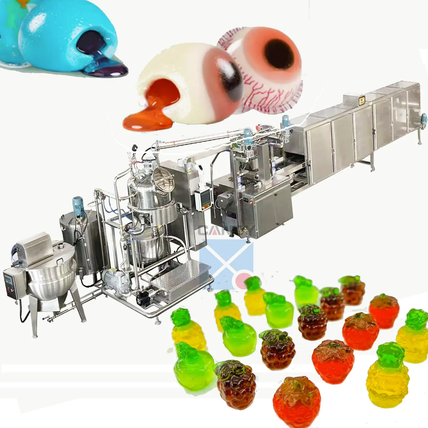 2024 눈 사탕 기계 고급 2 색 센터 채우기 3D 눈알 젤리 거미 사탕 생산 라인