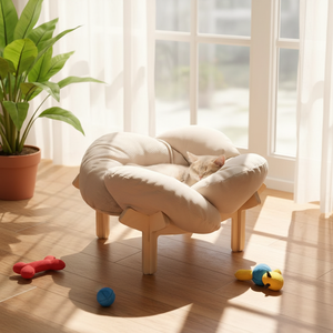 Großräumiges Modernes Klassisches Holz-Schwamm-Katzenhaus Tragbare Gemütliche Katzenhöhle für Mehrere Katzen - Product Image 4