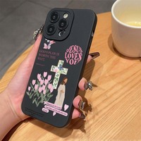 Fleur Croix Impression Élève Oeil Pro Caméra Trou TPU Housse de Téléphone Portable pour Iphone 17 X Xr Xs 11 12 13 14 15 16 Pro Max Plus