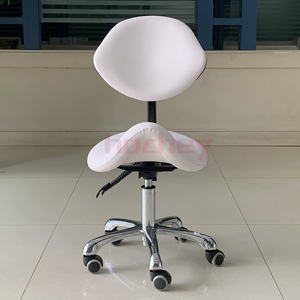 Taburete Redondo Giratorio Elevador de Fábrica <span class=keywords><strong>Hochey</strong></span>, Taburete Móvil de PU Negro para Médico, Taburete Redondo para Salón de Belleza con Respaldo - Product Image 3