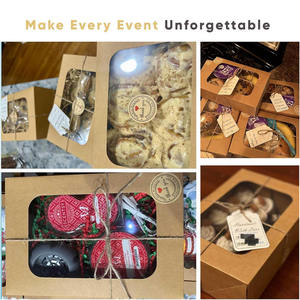 Fenêtre transparente cadeau donnant des boîtes de boulangerie à biscuits Extra épais petits contenants friandises pâtisserie charcuterie produits de boulangerie boîte à fenêtre marron - Product Image 4