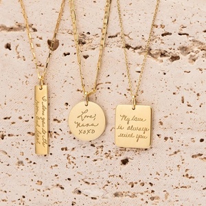 Collar con Barra, Círculo o Rectángulo con Escritura a Mano Real |   Joyería con la Escritura de un Ser Querido, Regalos para el Día de la Madre - Product Image 1