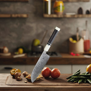 <span class=keywords><strong>Couteau</strong></span> <span class=keywords><strong>Santoku</strong></span> 8 pouces classique damas couteaux <span class=keywords><strong>de</strong></span> <span class=keywords><strong>chef</strong></span> professionnels en acier VG-10 bois d'ébène avec manche en résine - Product Image 4