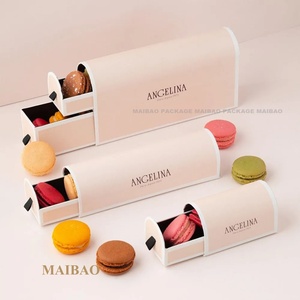 Tùy Chỉnh <span class=keywords><strong>3</strong></span> 6 12 <span class=keywords><strong>Macaron</strong></span> Giấy Hộp Ngăn Kéo Với Cửa Sổ Rõ Ràng Macaroon Cookie Bao Bì Hộp Với Chèn - Product Image 6