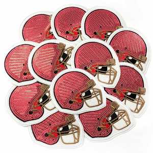 Iron on <b>Sequin</b> Embroidered <b>Red</b> Softball Helmet Patch for Hat Hoodies Decoration - Product Image 5