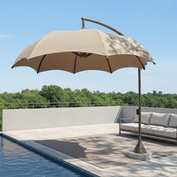 Parasol Cantilever Extérieur Grande Taille en Acier Inoxydable Imperméable Moderne Pliable avec Base en Marbre pour Repas, Plage et Piscine