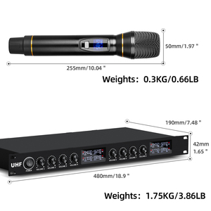 Micrófono inalámbrico profesional DF208 UHF de 8 canales para puesta en escena, diadema, micrófono de mano - Product Image 5