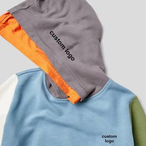 Sweat-shirt à capuche personnalisé OEM, bicolore, double couche, avec empiècements coupés et cousus - Product Image 3