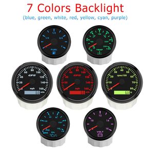 85mm GPS 속도계 52mm 연료 레벨 측정기 160MPH 0-8000RPM 타코미터 게이지 세트 7 색 백라이트 블랙 마린 용품 - Product Image 4