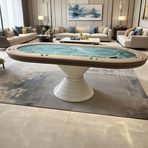 Mesa de Póker de Lujo con Forma Ovalada y Diseño Personalizado, Mesa de Póker Redonda Profesional de Casino con Patas Geométricas de Madera Maciza - Product Image 4