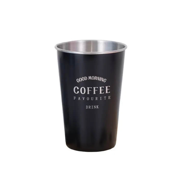 काले 500ml स्टेनलेस स्टील के कप Shatterproof धातु पीने का गिलास पिकनिक कप के लिए डेरा डाले हुए