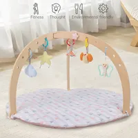 Baby Gym Toys Mats For Baby Activity Gym Frame With Hanging Toys Eco-friendly Montessori Wooden Foldable Baby Wood Play Gym Newborn Gift