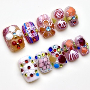 <span class=keywords><strong>Uñas</strong></span> Postizas <span class=keywords><strong>Cortas</strong></span> Cuadradas de Alta Calidad al por Mayor, 10 Piezas, con Diseños Esculpidos en 3D, Hechas a Mano, para Mujer - Product Image 2