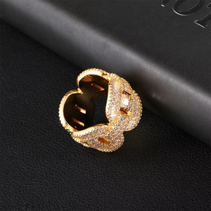 Bagues vintage hip-hop des années <span class=keywords><strong>90</strong></span> en laiton incrusté de zircon et pierres de synthèse, plaquées argent/or 18 carats pour hommes - Product Image 5
