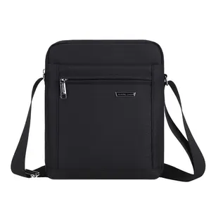 Wholesale customized good quality men's black shoulder messenger bag business crossbody bag