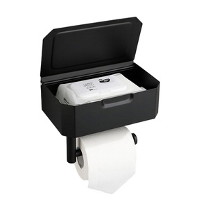Nuovo design in metallo in acciaio inossidabile nero porta cellulare coperchio scatola di immagazzinaggio carta igienica in piedi porta carta igienica - Product Image 1