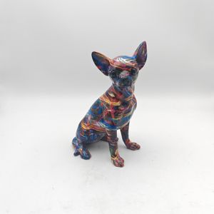 Statues décoratives créatives en résine pour la maison, procédé d'impression par transfert d'eau, Bouledogue français, Cerf, Chien, Teckel - Product Image 3