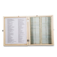 100 Pieces Zoology Histology Glass Microscope Slides Sets in Wooden Box
