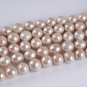 ไข่มุกน้ำจืดทรงกลมสีขาวขนาด 12-14 มม. ของ Zhuji Wholesale อุปกรณ์กึ่งสำเร็จรูปเคลือบเงาแบบมันวาว - Product Image 2