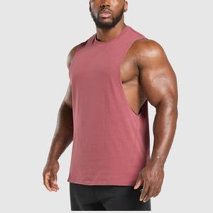 Custom <b>High</b> Quality <b>pink</b> Workout tank <b>Top</b> Ribbed Neck Singlet Mens O-neck Collar Loose tank <b>Tops</b> Gym Vest for Men - Product Image 3
