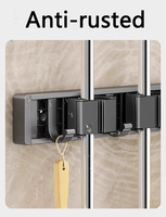 Support de vadrouille mural mobile robuste organisateur d'outils en métal avec crochets fentes pour la maison Garage jardin blanchisserie cuisine