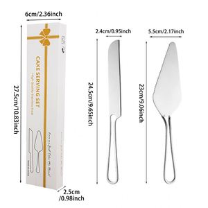 Creative Hollowed Out Handle Stainless Steel <b>Cake</b> Knife and Spatula with Gift <b>Box</b> for <b>Wedding</b> Restaurant Birthday Party - Product Image 2